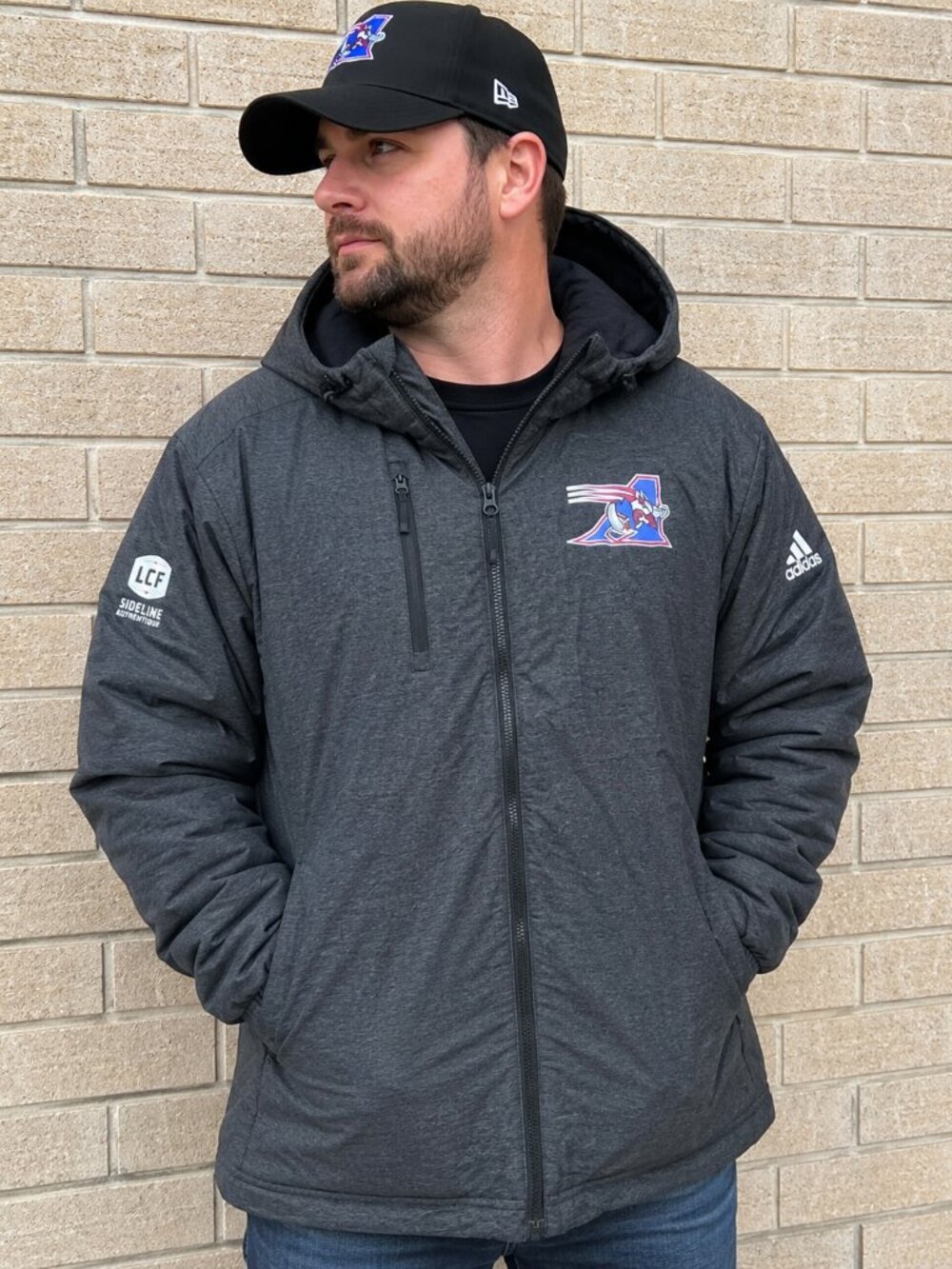 Adidas Montreal Alouettes LCF Sideline Authentique Hooded Insulated Jacket